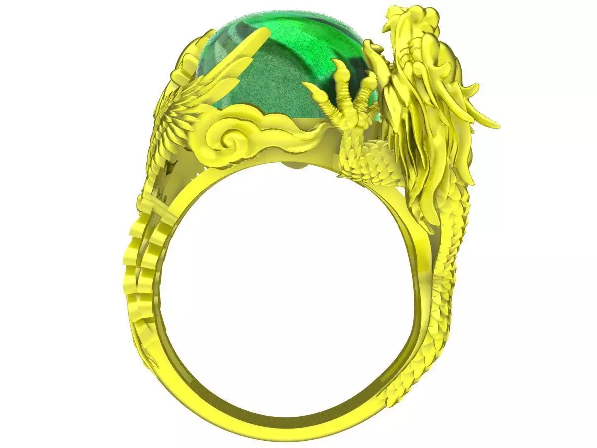 A5133 Luxury Dragon Keep Gem Stone Men Ring 3D print model_0