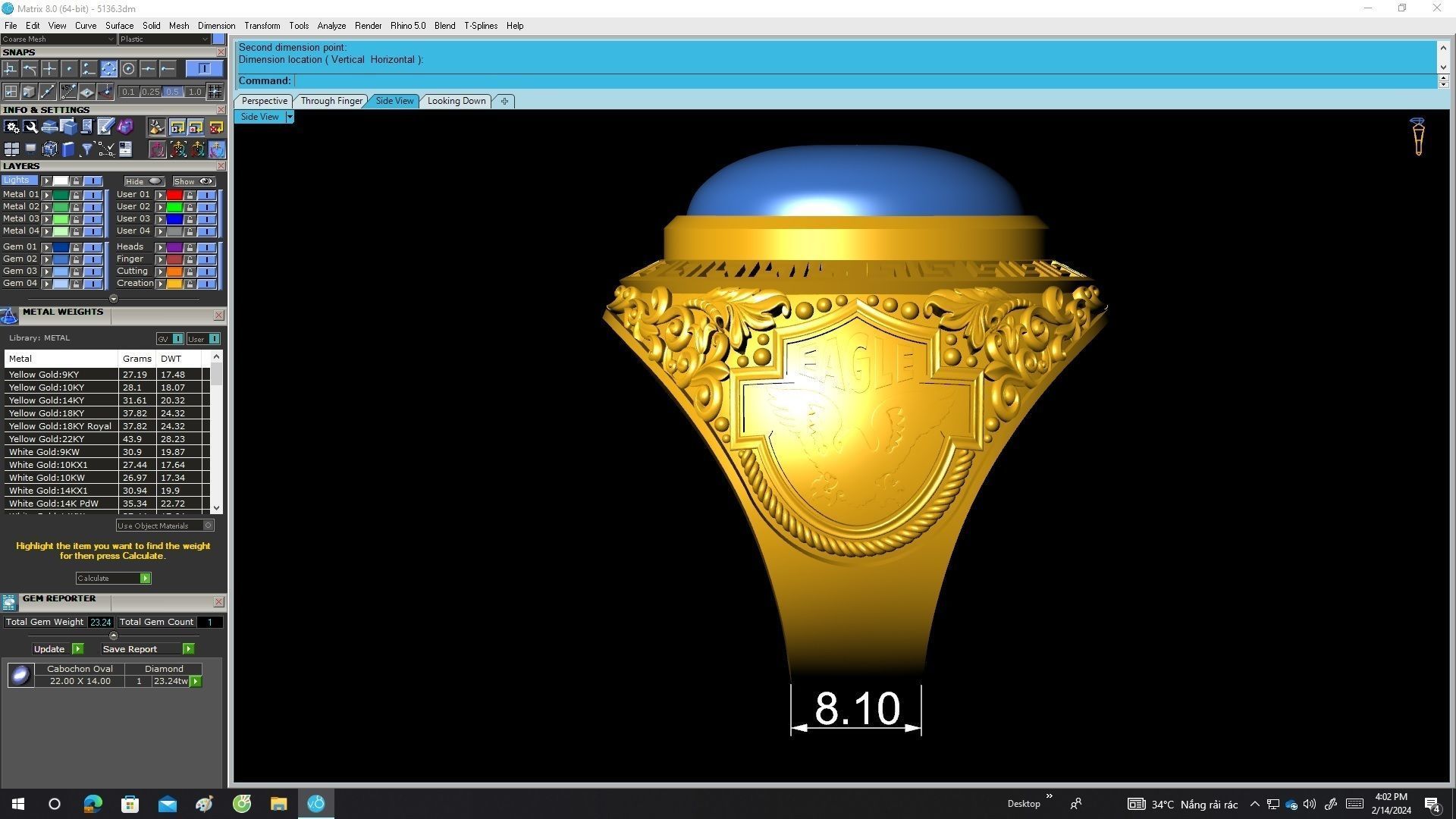 A5136 Oval Ruby Eagle Pattern Men Ring 3D print model_7