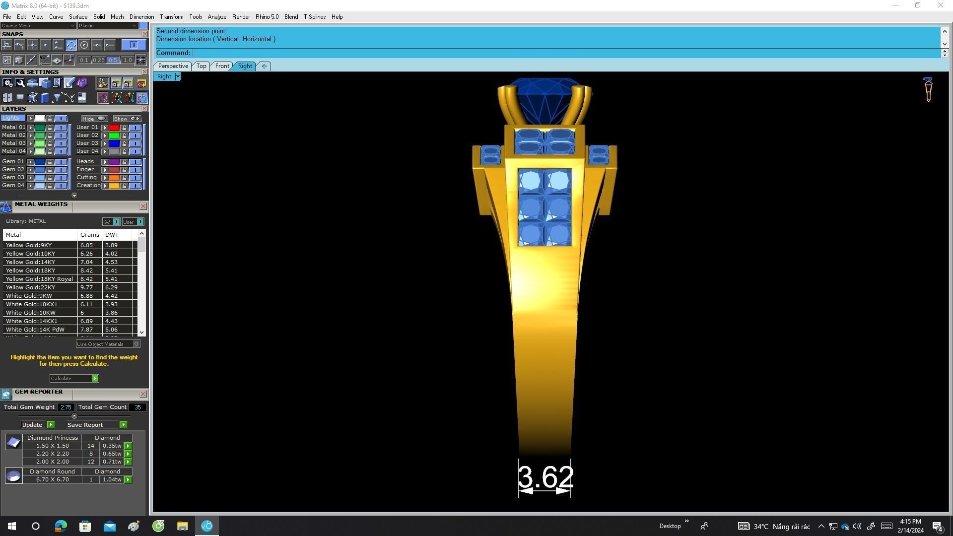 A5139 Luxury Diamond Fashion Women Ring 3D print model_7