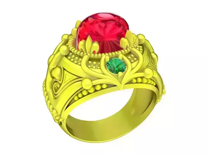 A5147 Luxury Oval Ruby Art Men Ring