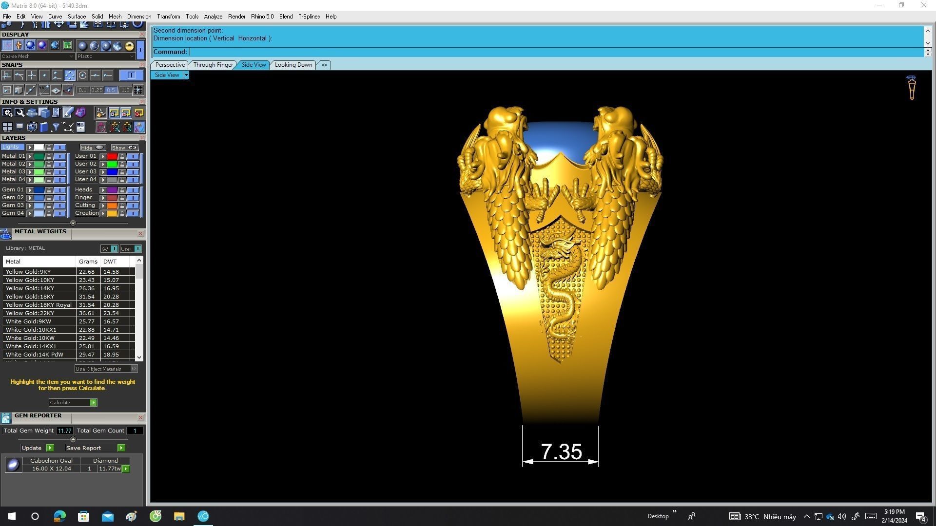 A5149 Four Dragon Keep Gem Stone Men Ring 3D print model_7