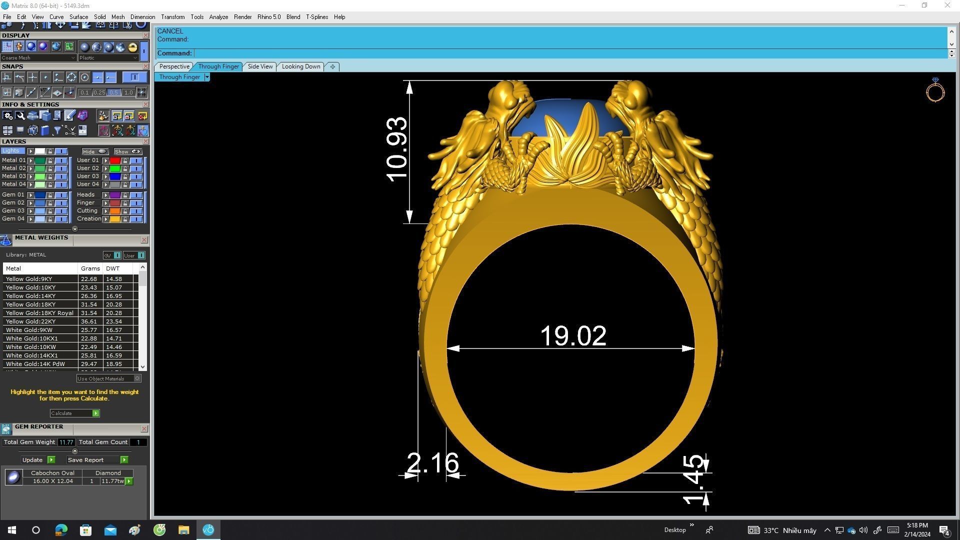 A5149 Four Dragon Keep Gem Stone Men Ring 3D print model_6