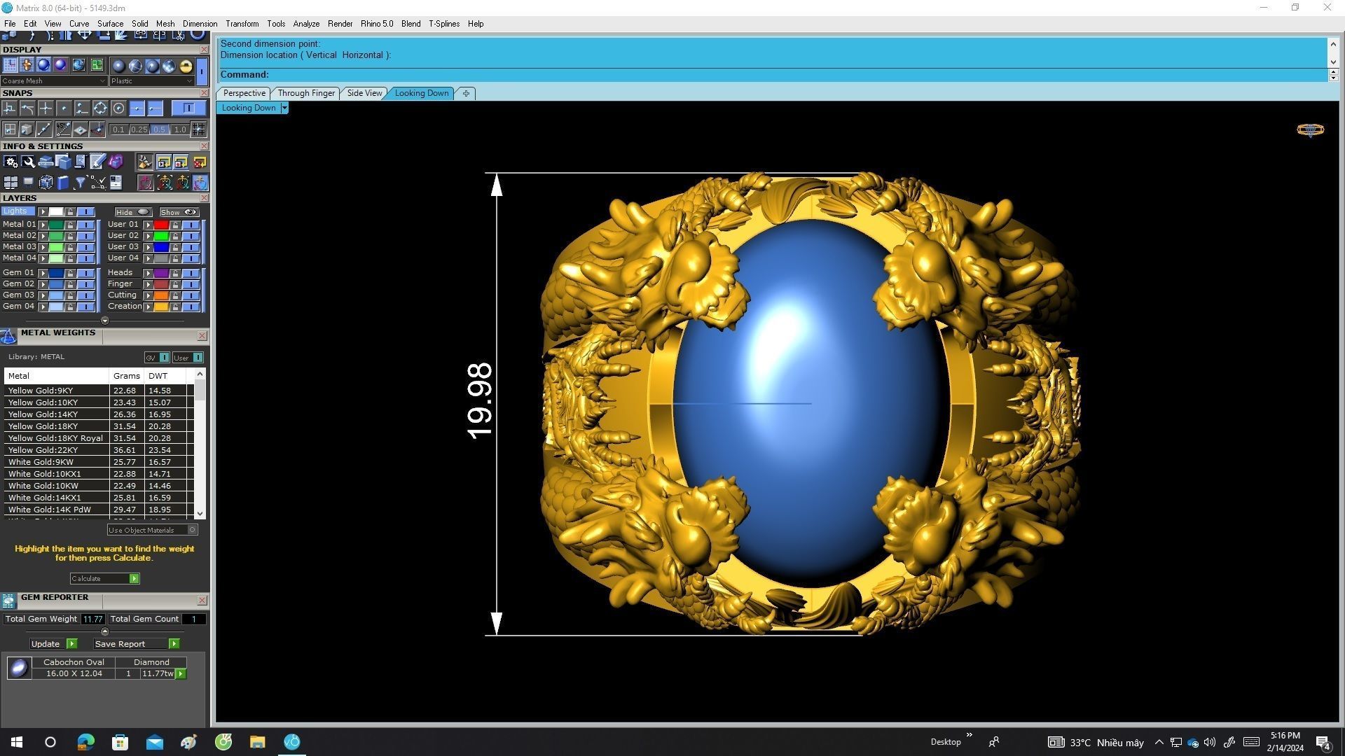 A5149 Four Dragon Keep Gem Stone Men Ring 3D print model_5