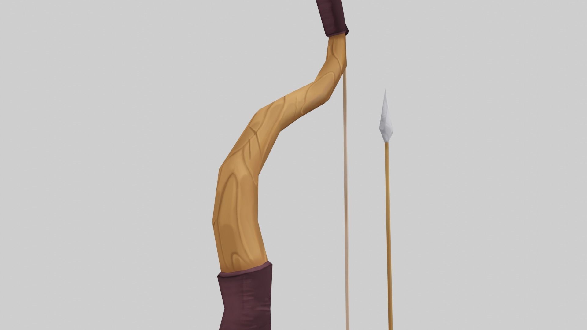 Wooden Bow and Arrow - Hand Painted 3D model_3