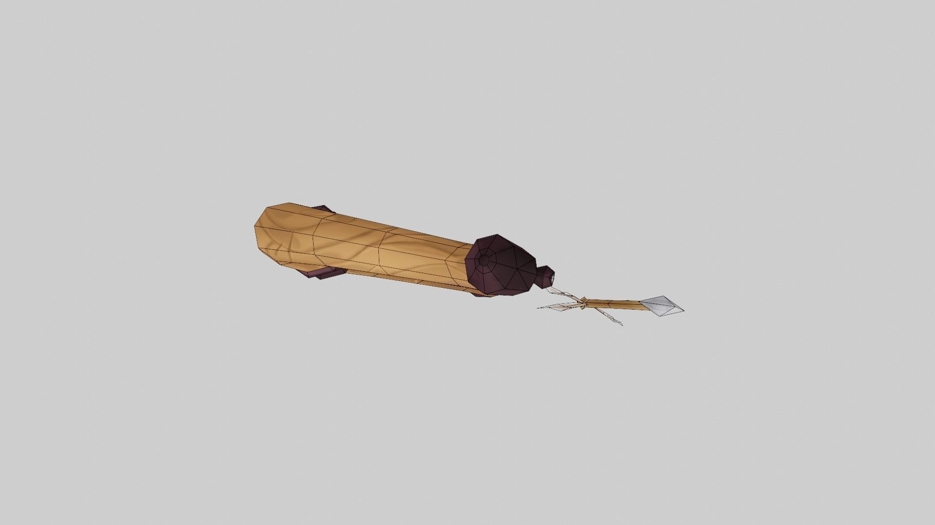 Wooden Bow and Arrow - Hand Painted 3D model_2
