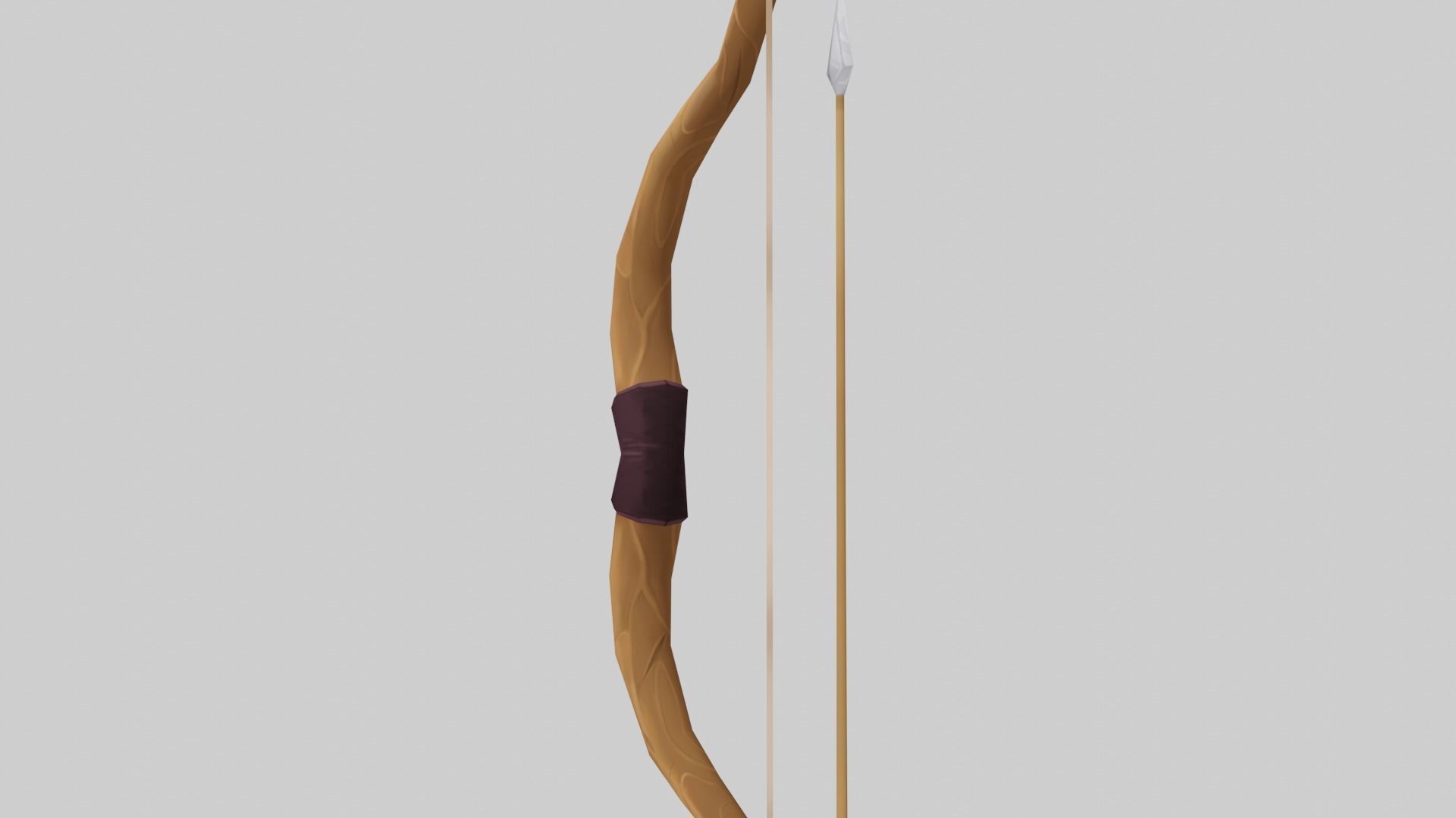 Wooden Bow and Arrow - Hand Painted 3D model_5