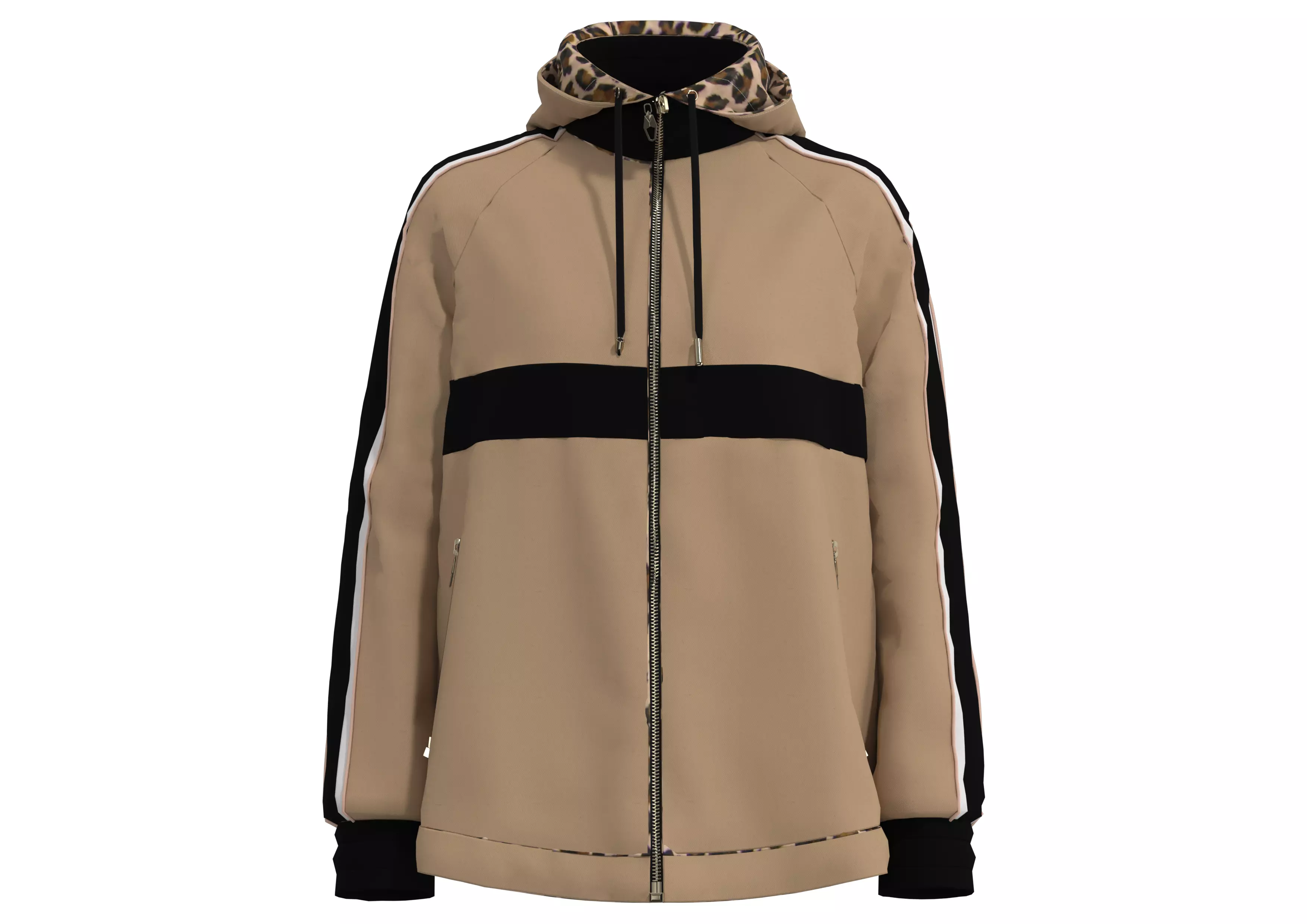 Khaki woven symmetrical loose jacket Free low-poly 3D model