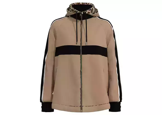 Khaki woven symmetrical loose jacket Free low-poly 3D model