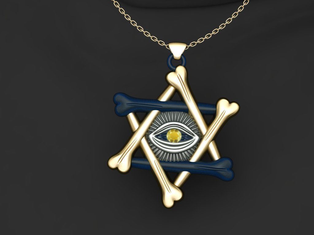 star eye pendant  3D print model_14