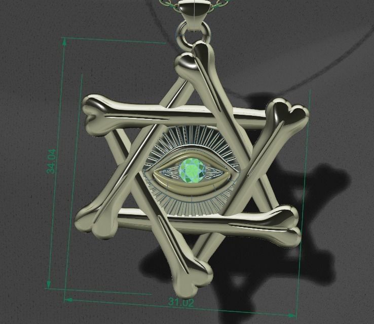 star eye pendant  3D print model_8