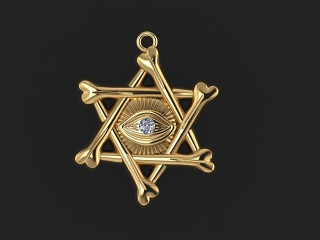 star eye pendant  3D print model_3