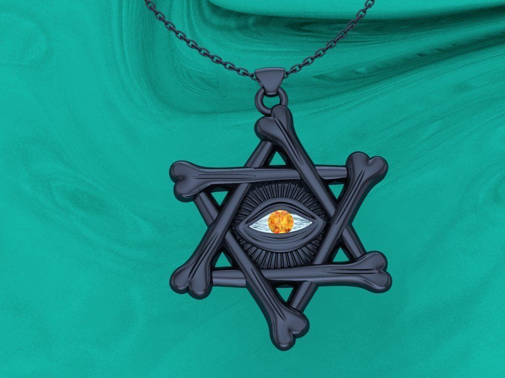 star eye pendant  3D print model_12