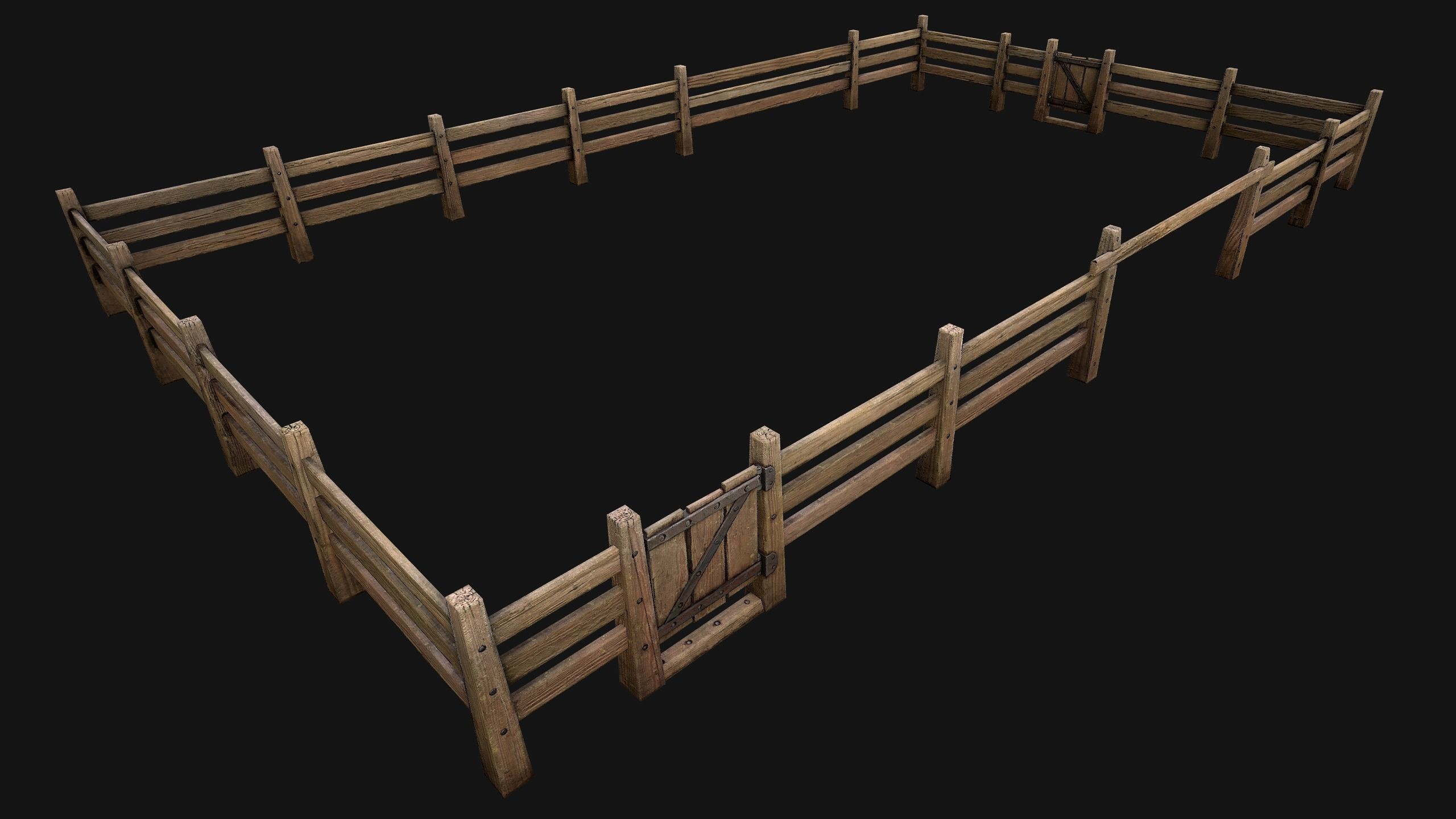 Fence Farm Wooden Constructor Low-poly 3D model_2