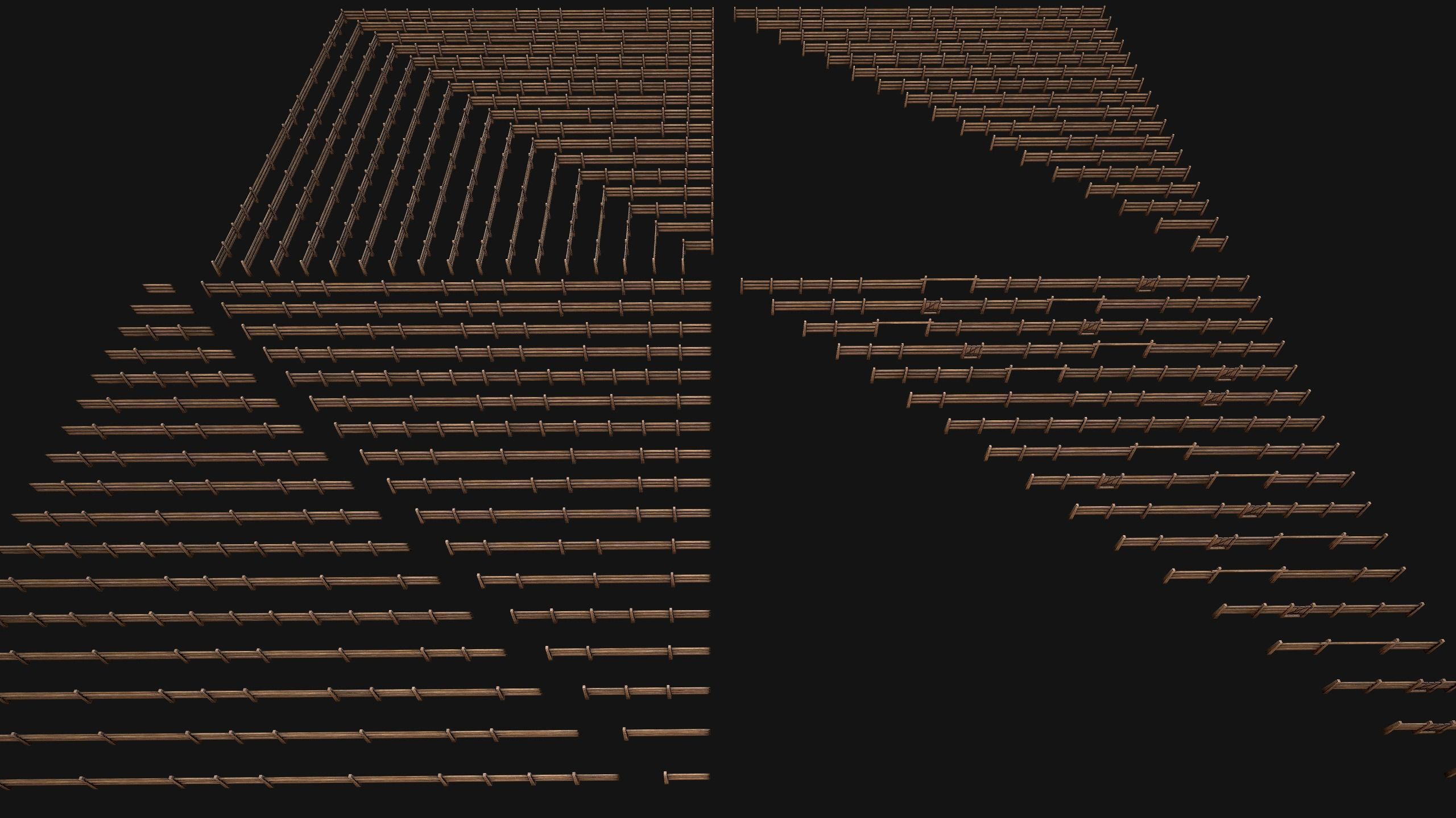 Fence Farm Wooden Constructor Low-poly 3D model_12