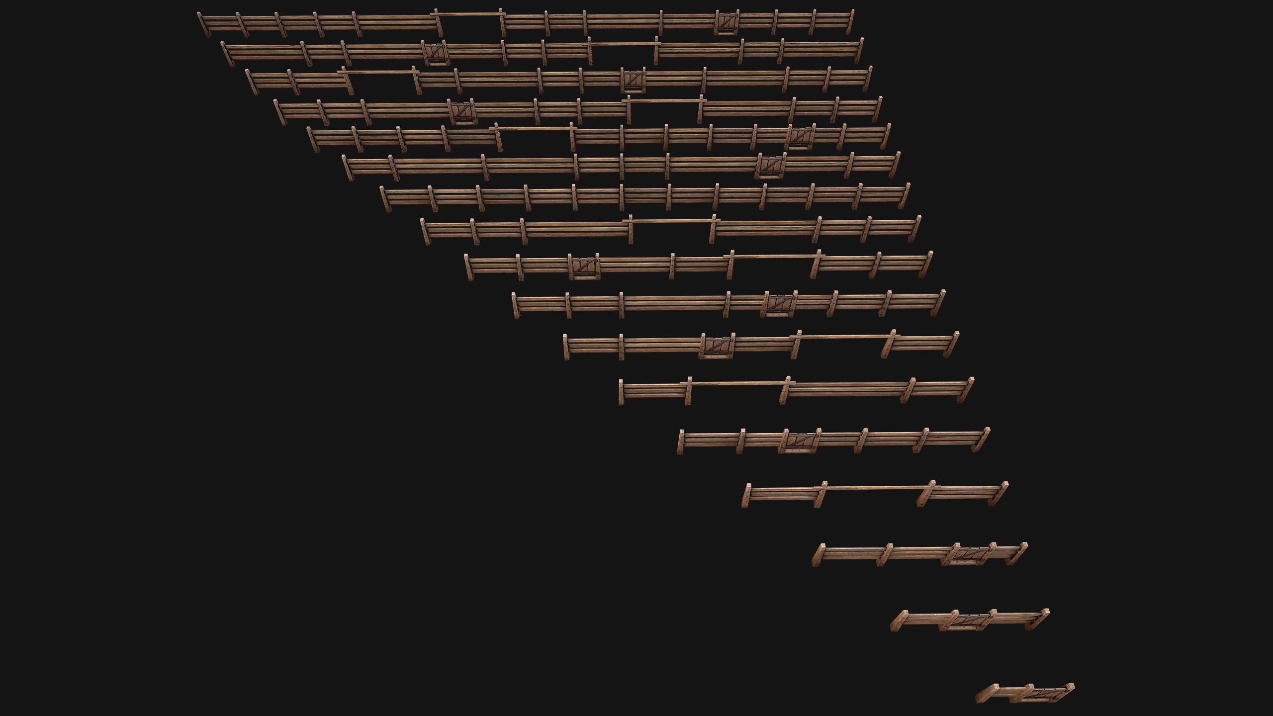 Fence Farm Wooden Constructor Low-poly 3D model_13