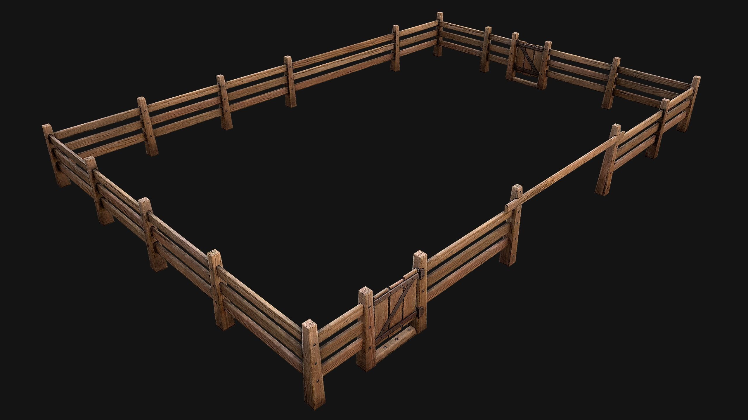 Fence Farm Wooden Constructor Low-poly 3D model_11