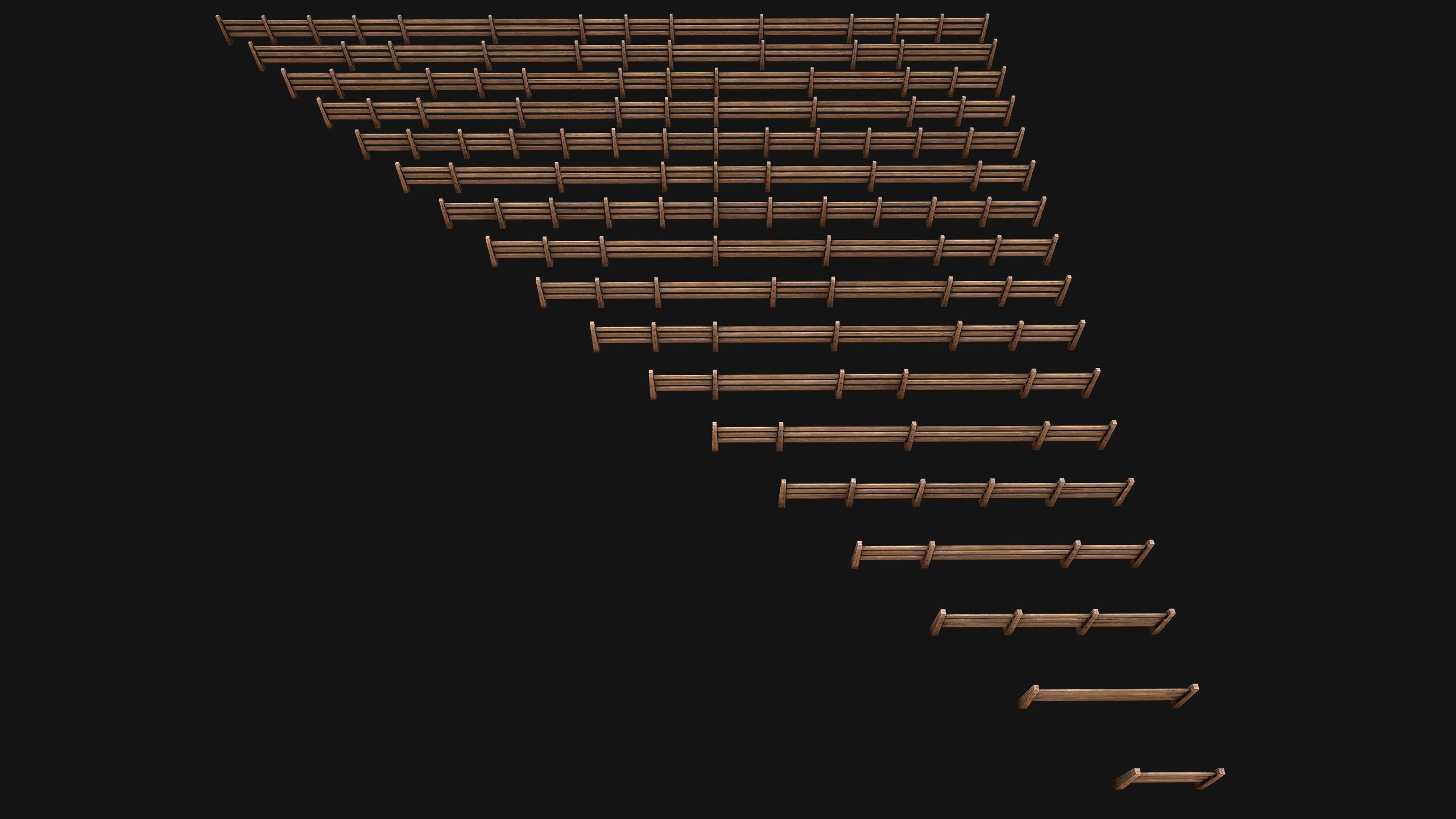Fence Farm Wooden Constructor Low-poly 3D model_14