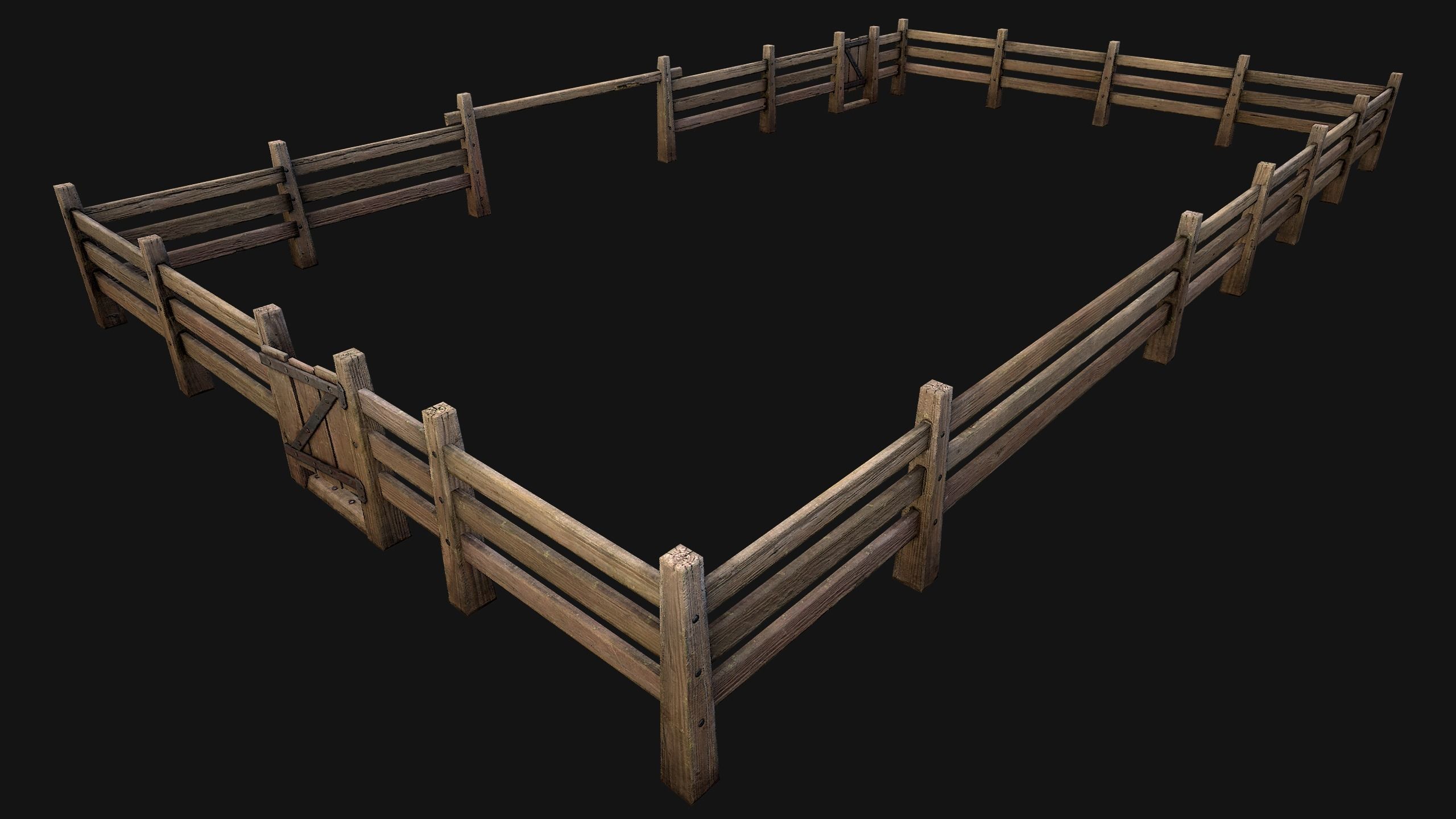 Fence Farm Wooden Constructor Low-poly 3D model_8