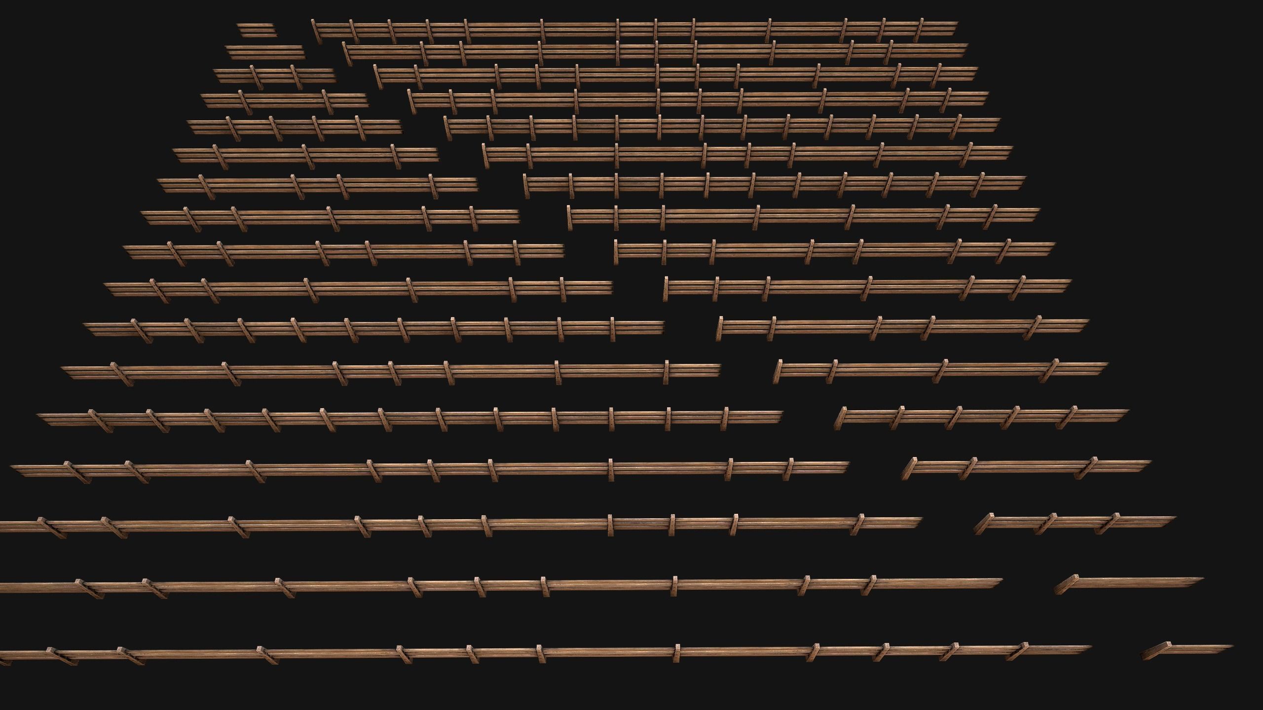 Fence Farm Wooden Constructor Low-poly 3D model_15