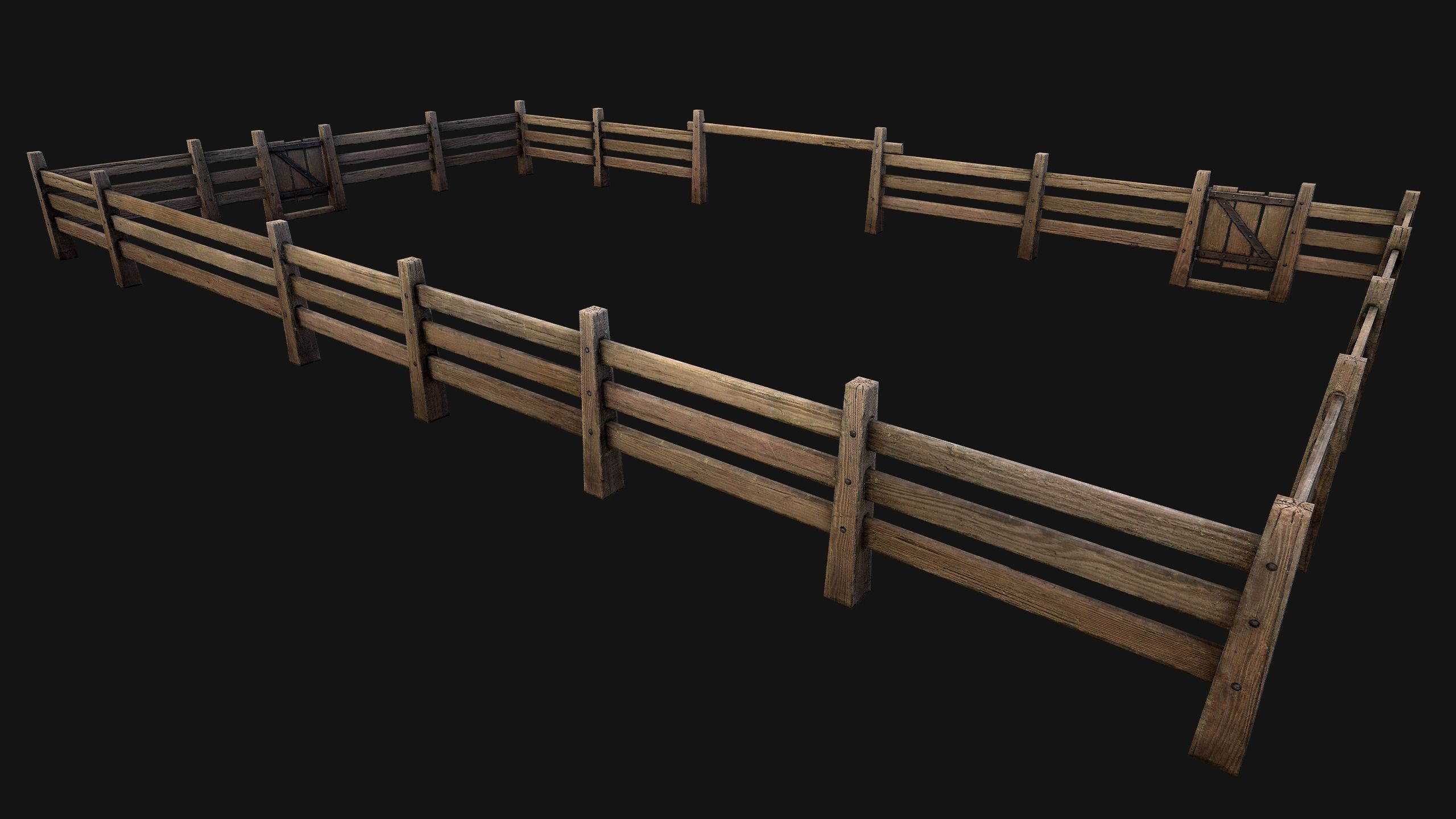 Fence Farm Wooden Constructor Low-poly 3D model_9