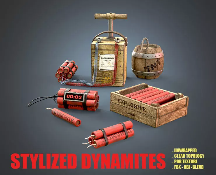 Stylized Dynamites Low-poly 3D model