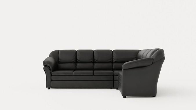 Salvador Corner Sofa Left Artificial Leather Black Low-poly 3D model