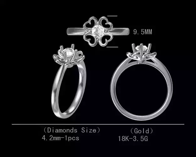 Fancy heart design diamond engagement ring for women 3D model