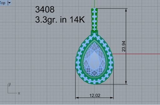 Pear Halo Pendant 3408 3D print model_4
