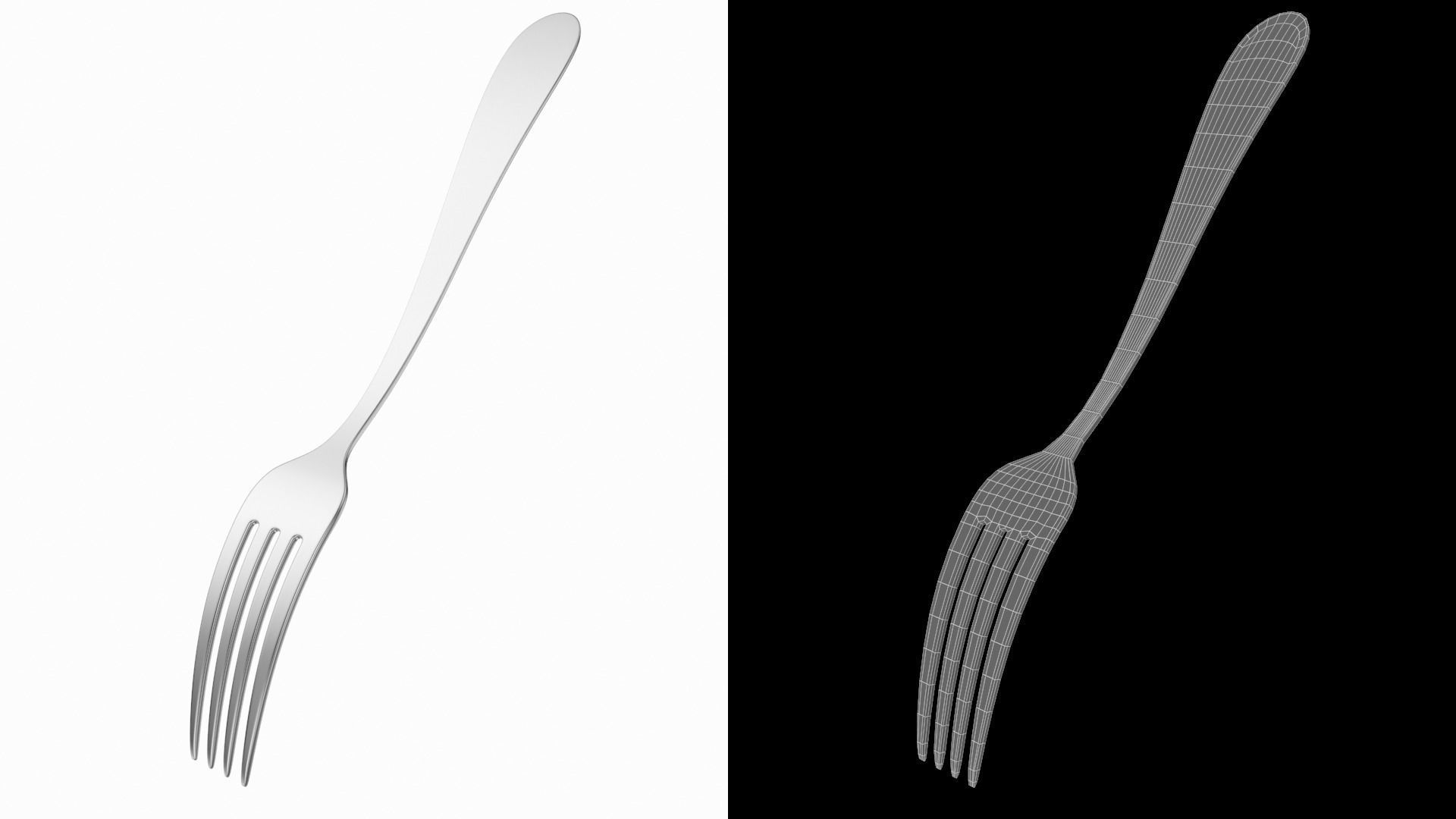 Dessert Fork Generic Cutlery 3D model_8