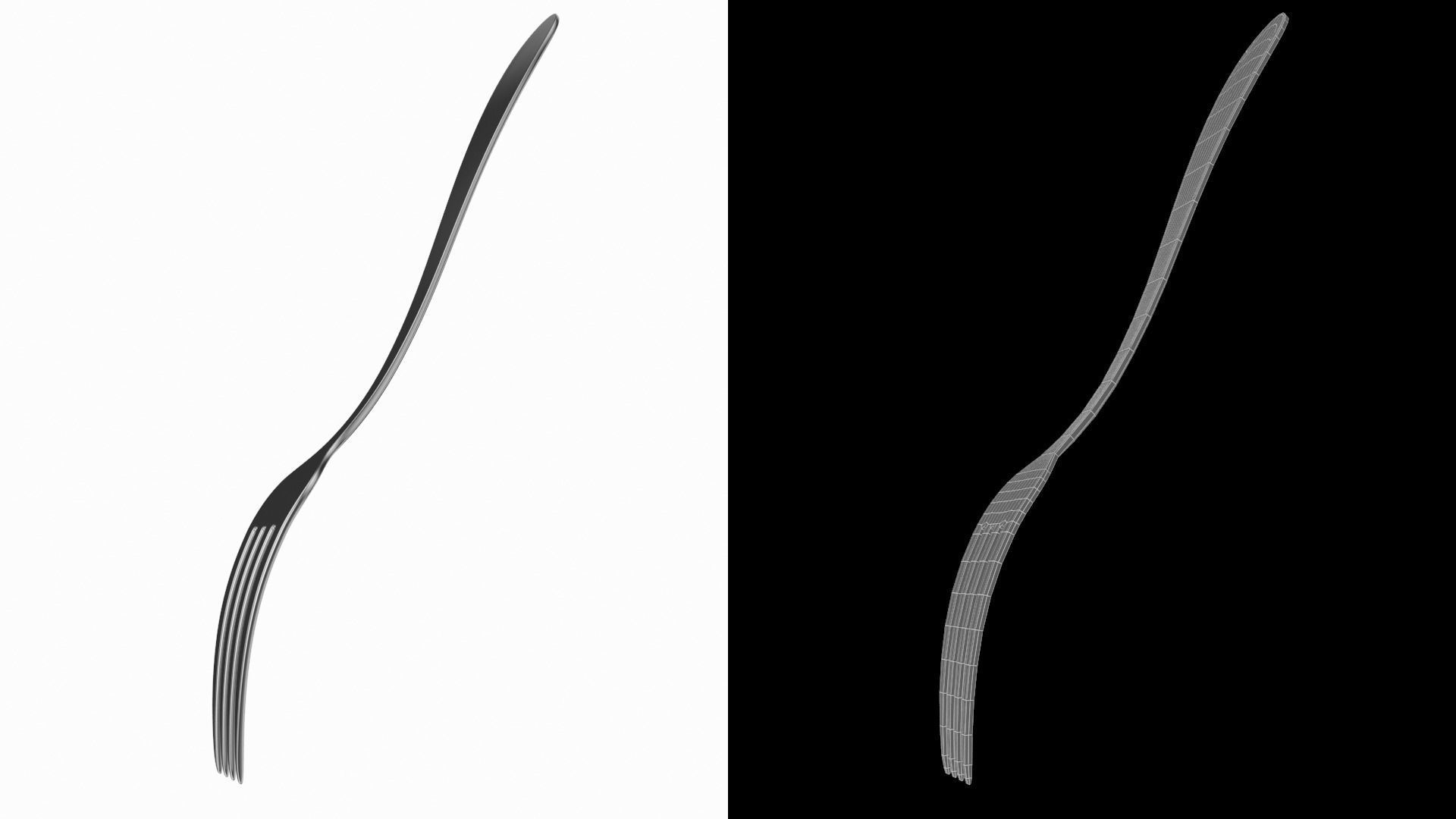 Dessert Fork Generic Cutlery 3D model_7