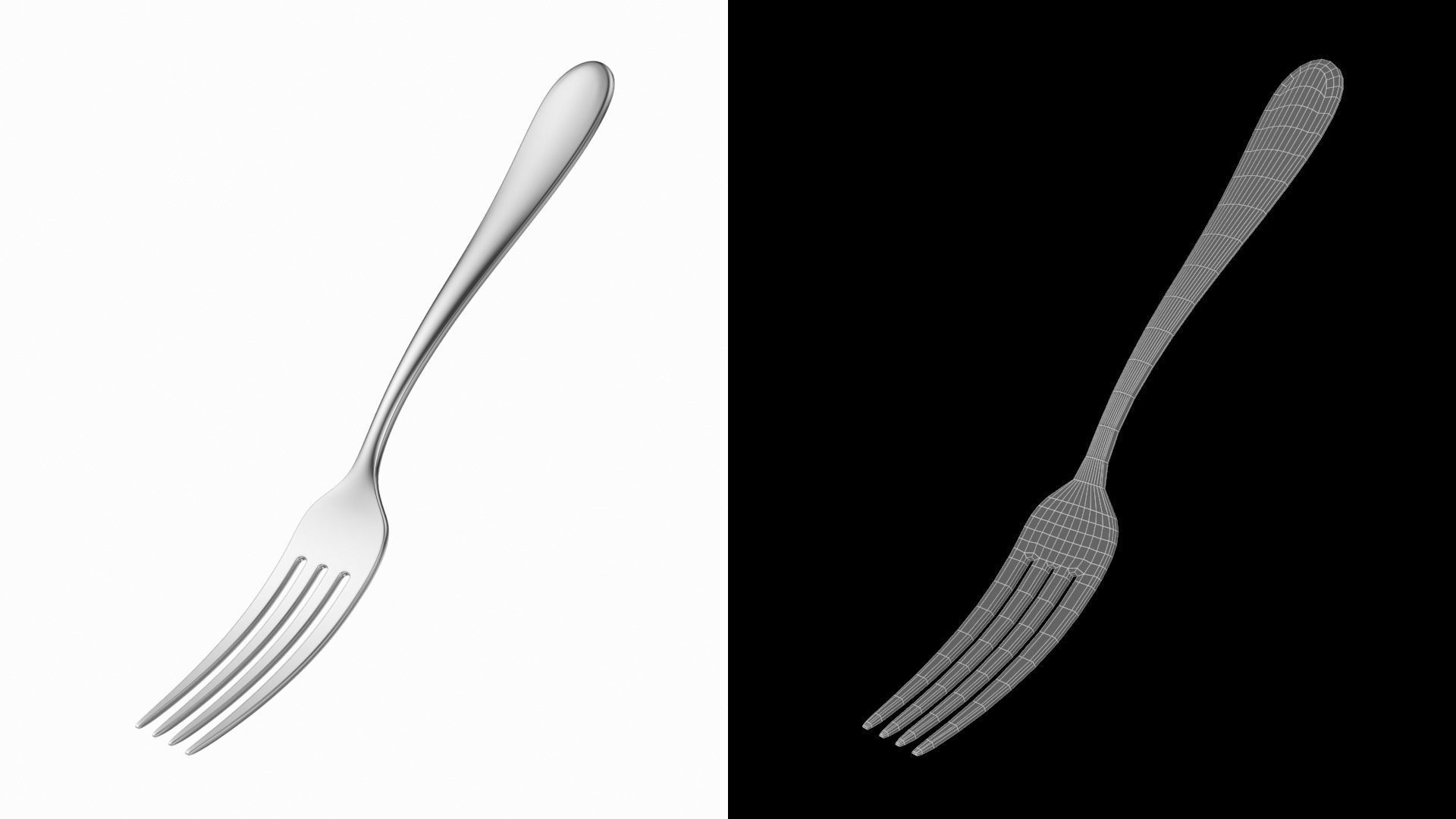 Dessert Fork Generic Cutlery 3D model_2