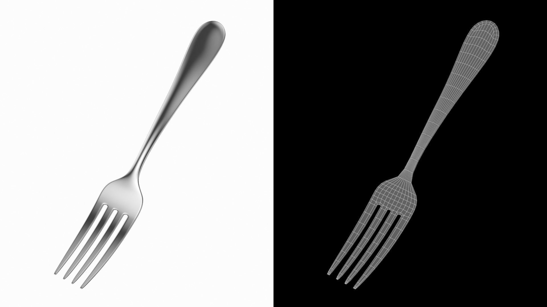 Dessert Fork Generic Cutlery 3D model_3