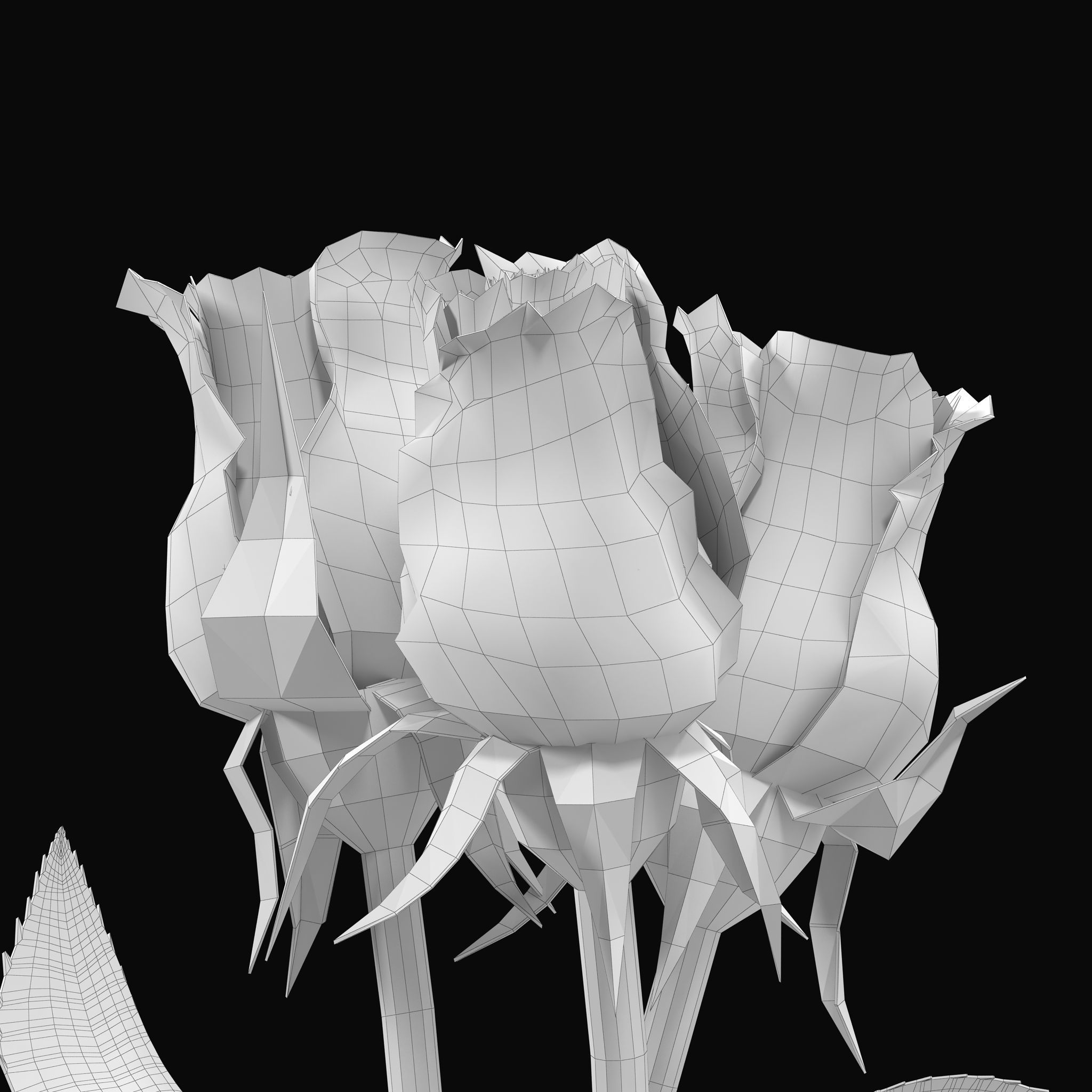 Rose Bouquet Low-poly 3D model_10