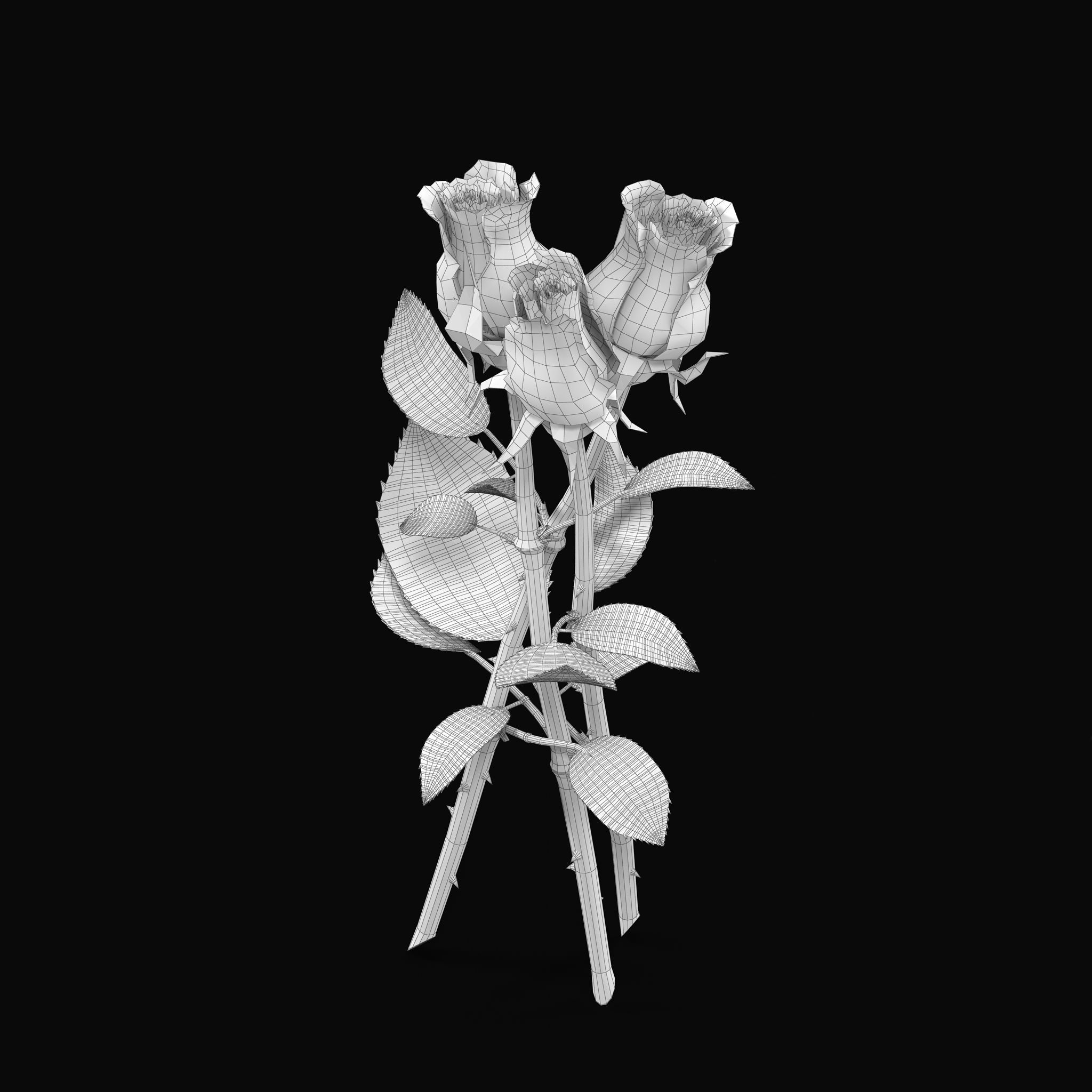 Rose Bouquet Low-poly 3D model_8