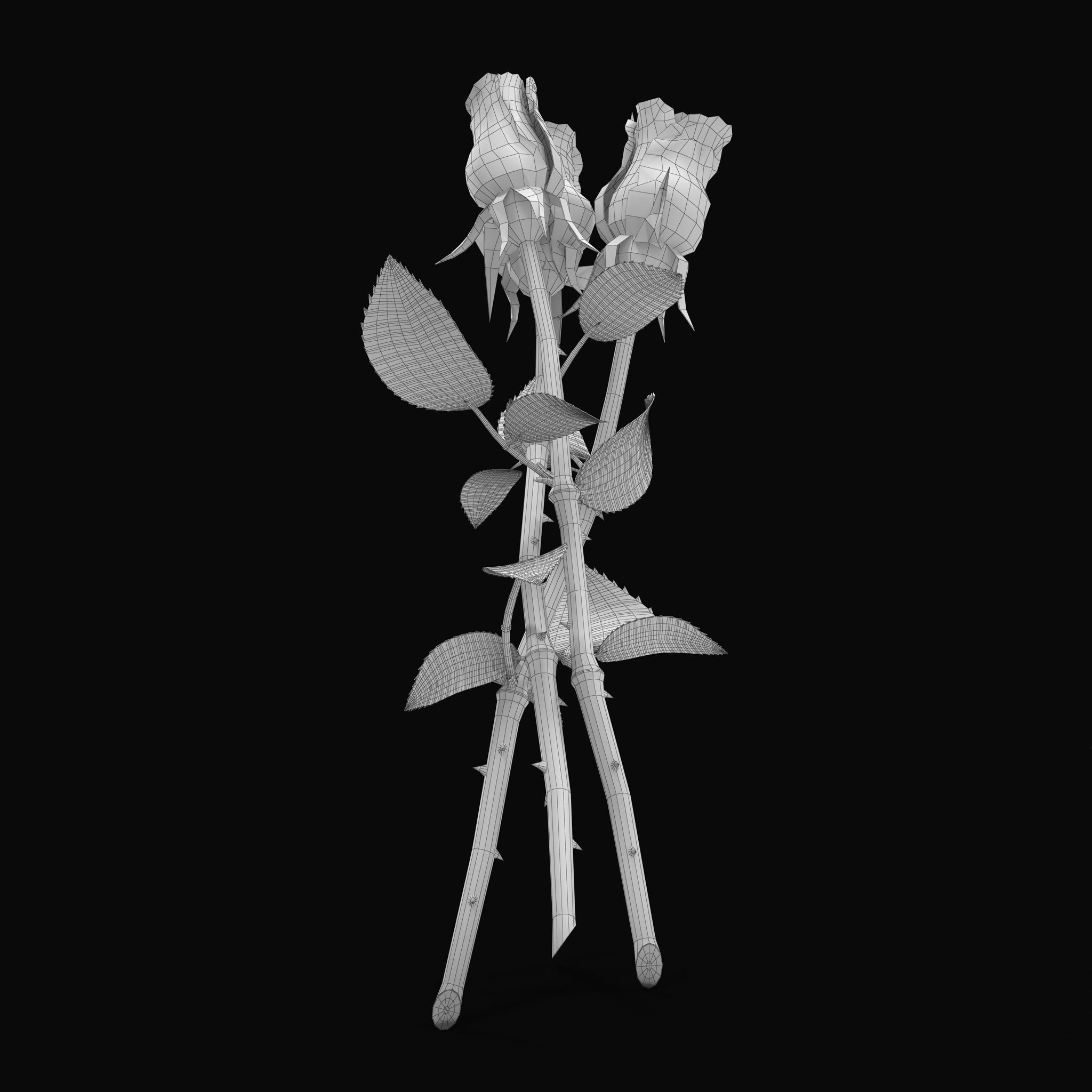 Rose Bouquet Low-poly 3D model_6