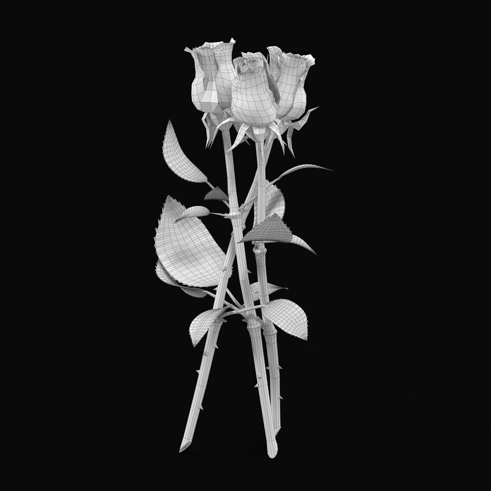 Rose Bouquet Low-poly 3D model_2