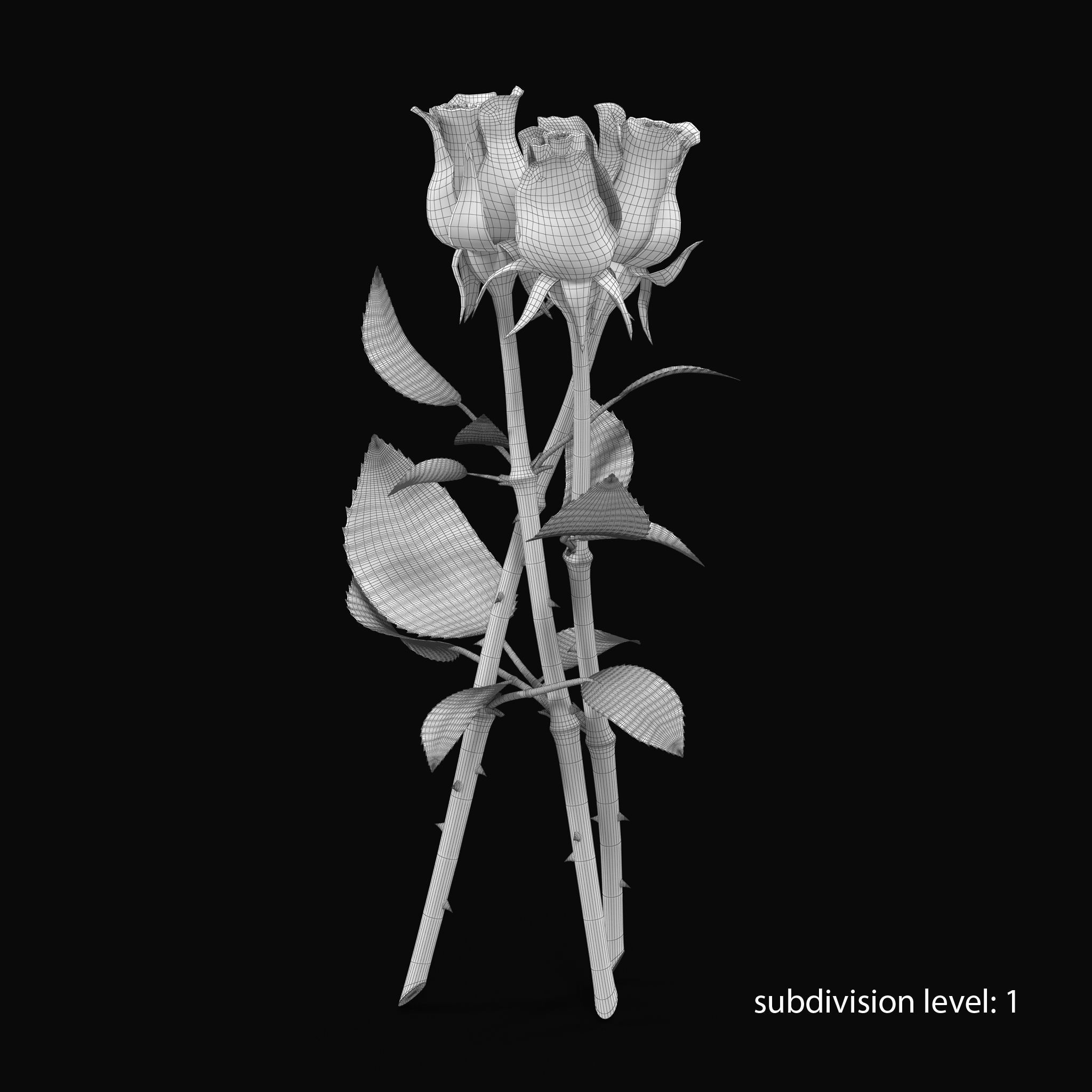 Rose Bouquet Low-poly 3D model_17