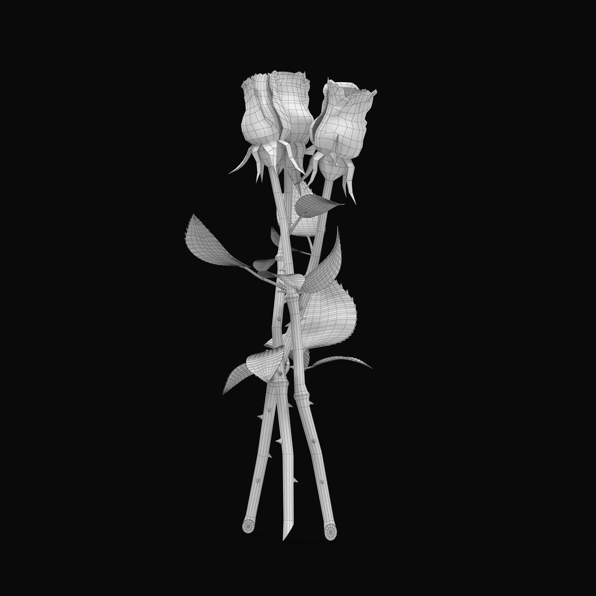 Rose Bouquet Low-poly 3D model_4