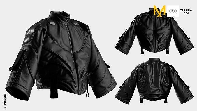 Streetwear Boxy Leather Jacket  Model 054 3D model