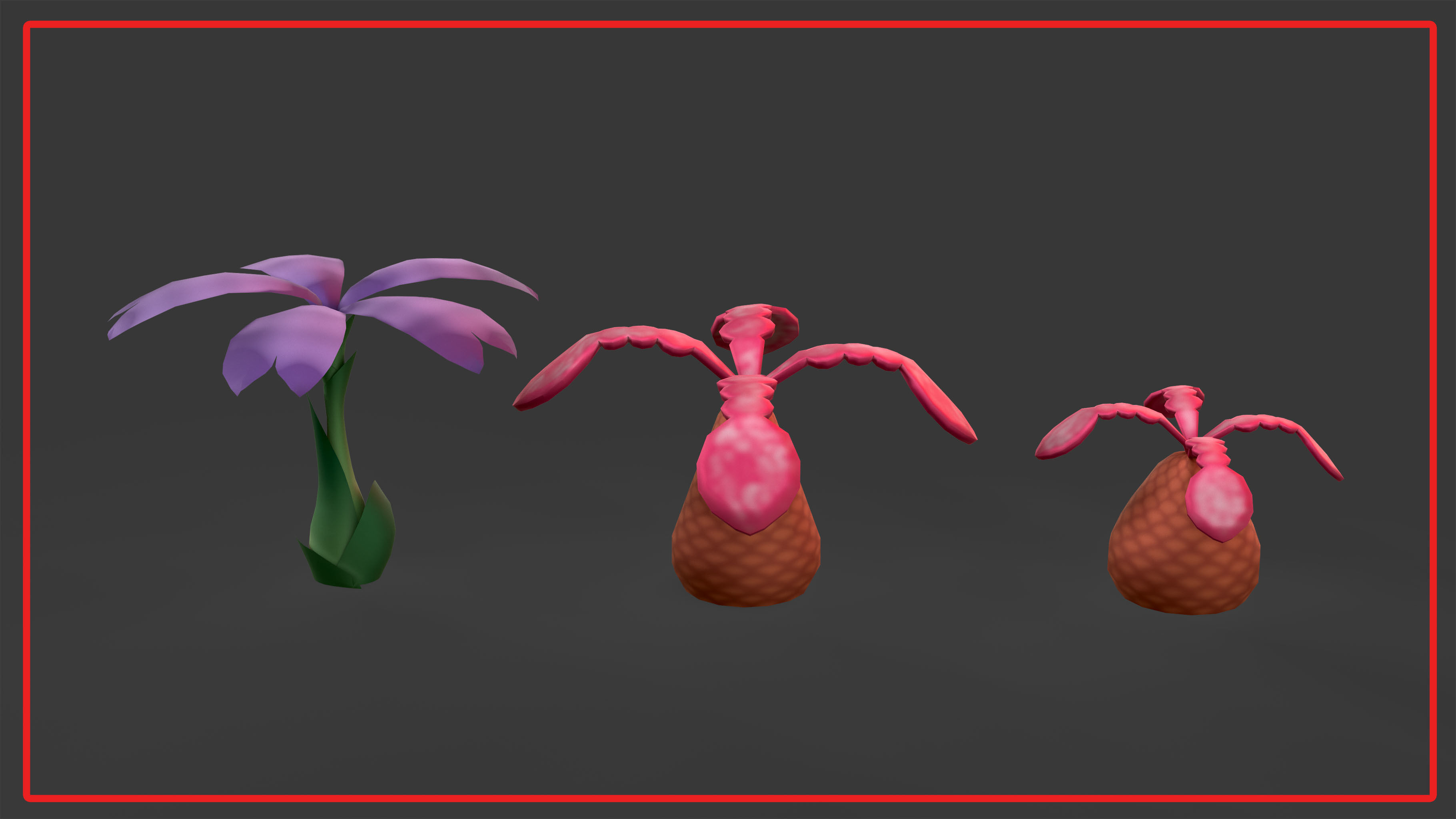 Stylized Low poly plants Low-poly 3D model_3