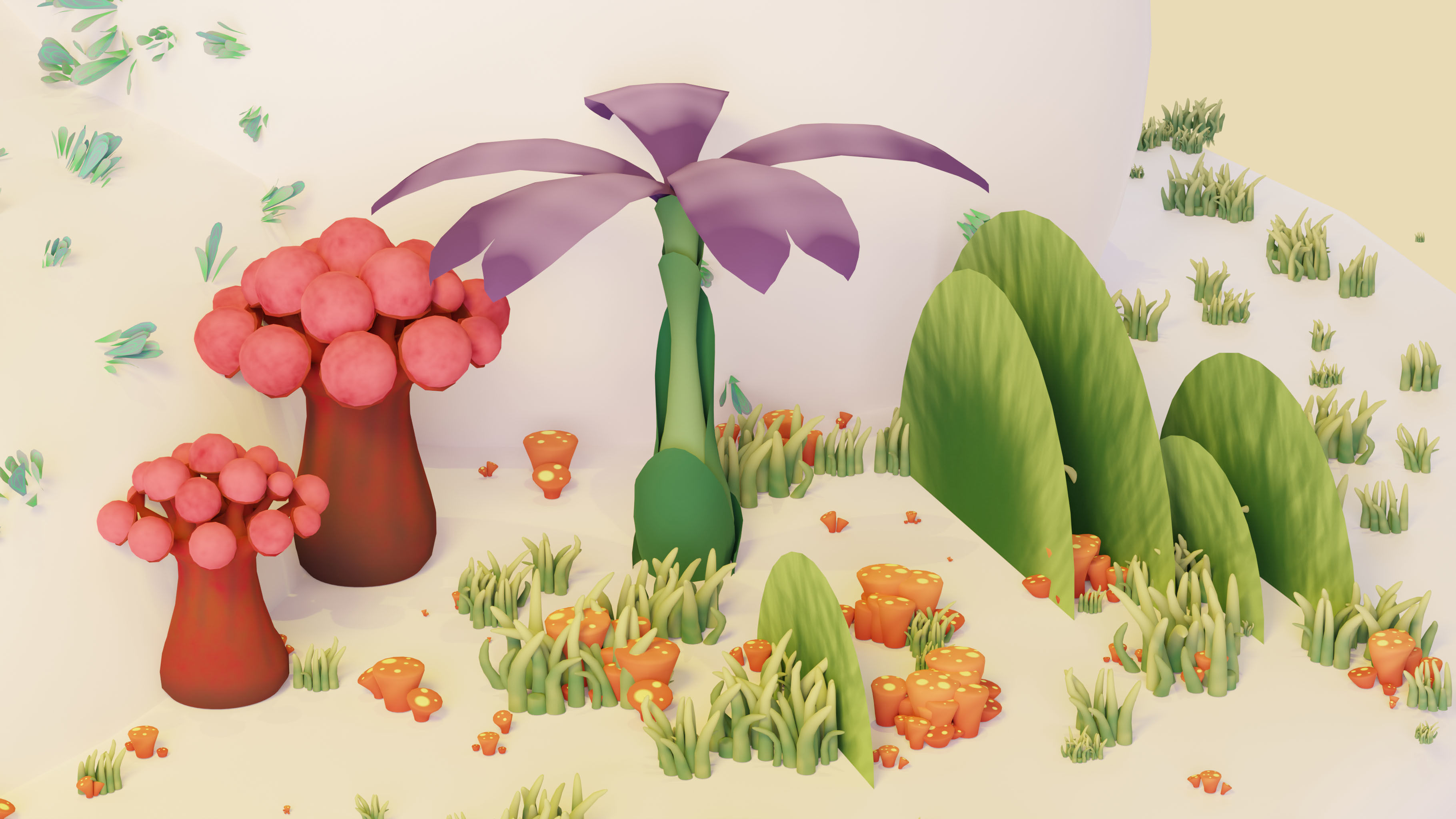 Stylized Low poly plants Low-poly 3D model_14