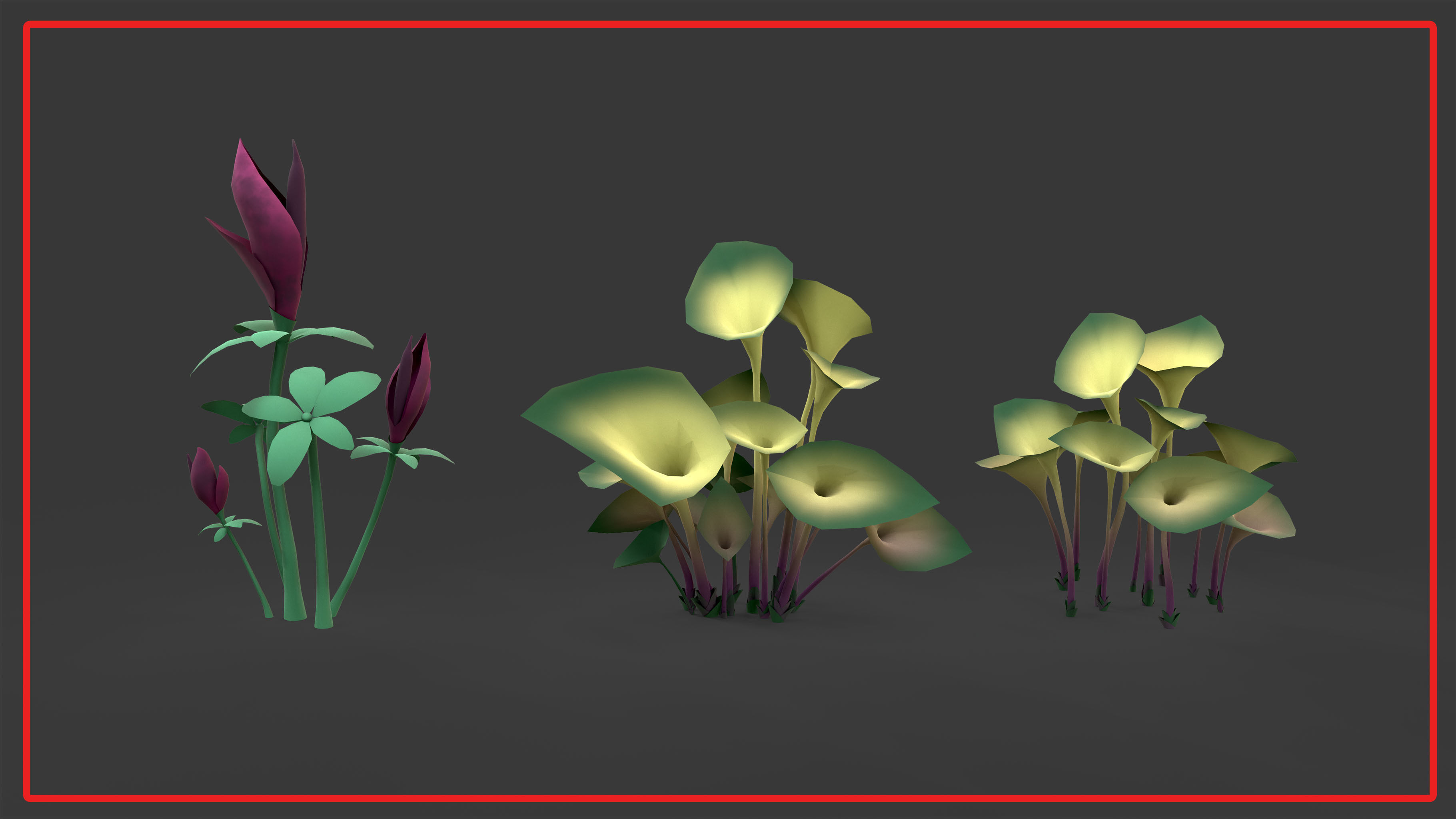 Stylized Low poly plants Low-poly 3D model_10