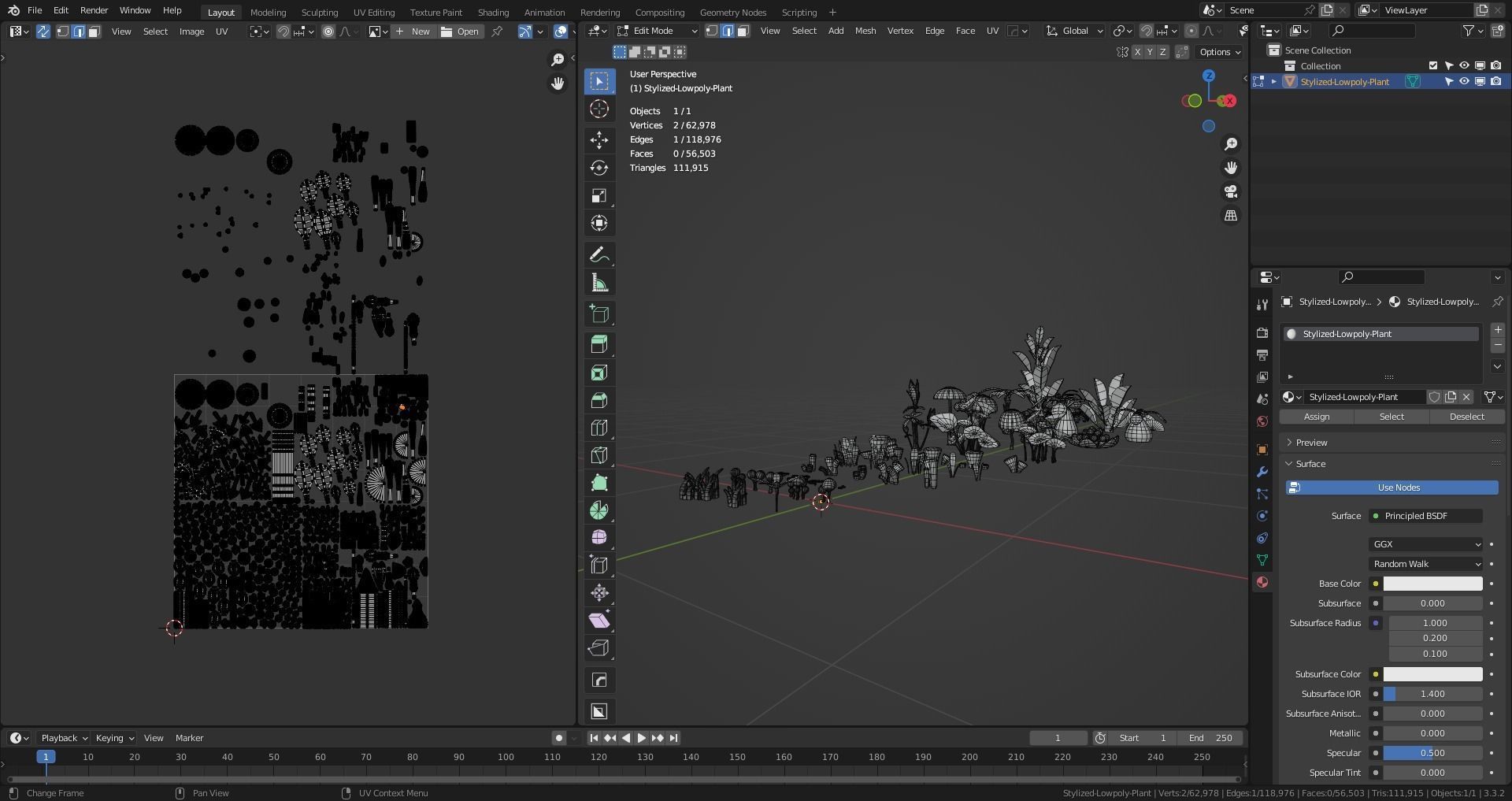 Stylized Low poly plants Low-poly 3D model_18