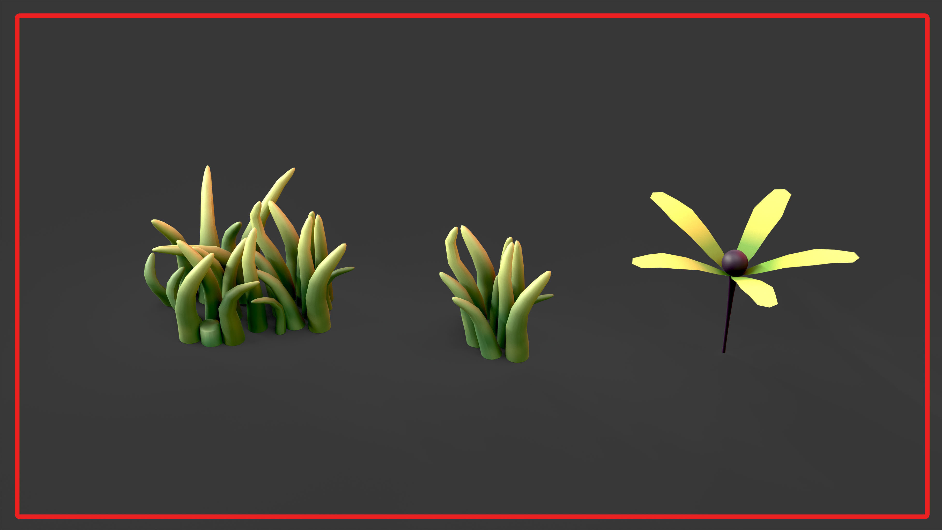 Stylized Low poly plants Low-poly 3D model_2