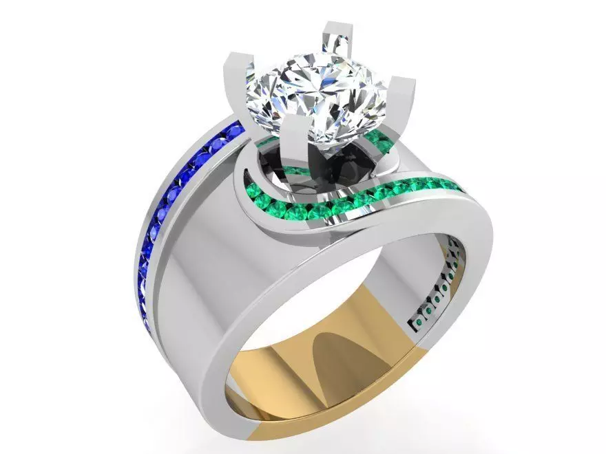 Round Diamond Peg Setting Band Ring 3418 3D print model_0