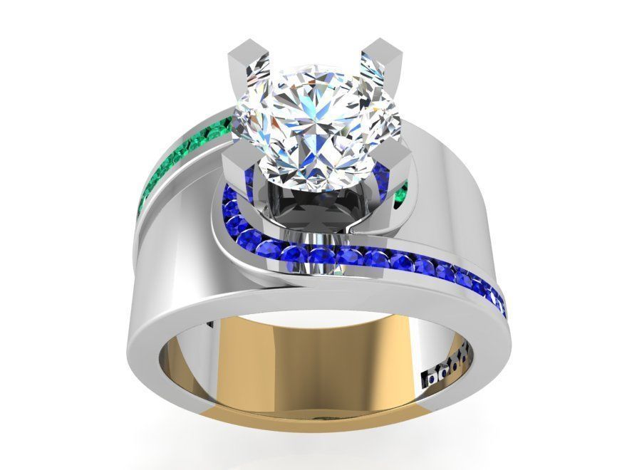 Round Diamond Peg Setting Band Ring 3418 3D print model_2