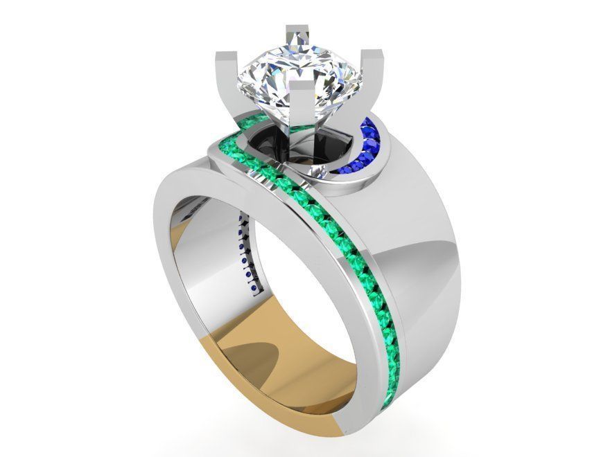 Round Diamond Peg Setting Band Ring 3418 3D print model_1