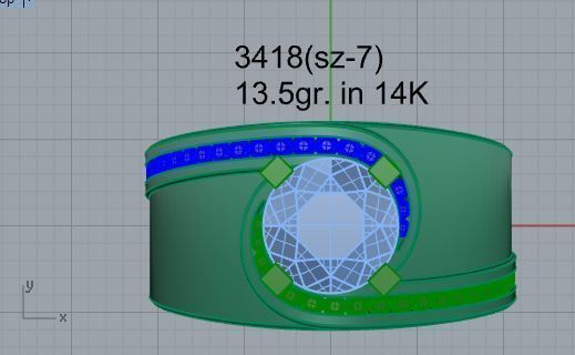 Round Diamond Peg Setting Band Ring 3418 3D print model_4