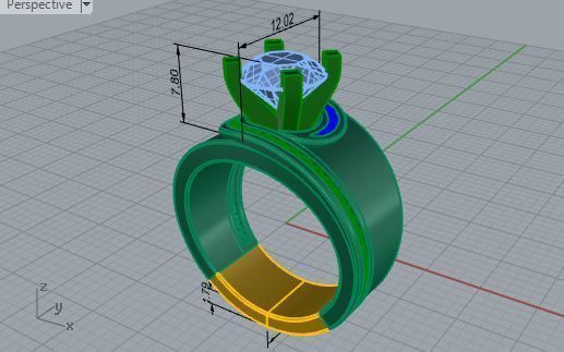 Round Diamond Peg Setting Band Ring 3418 3D print model_7