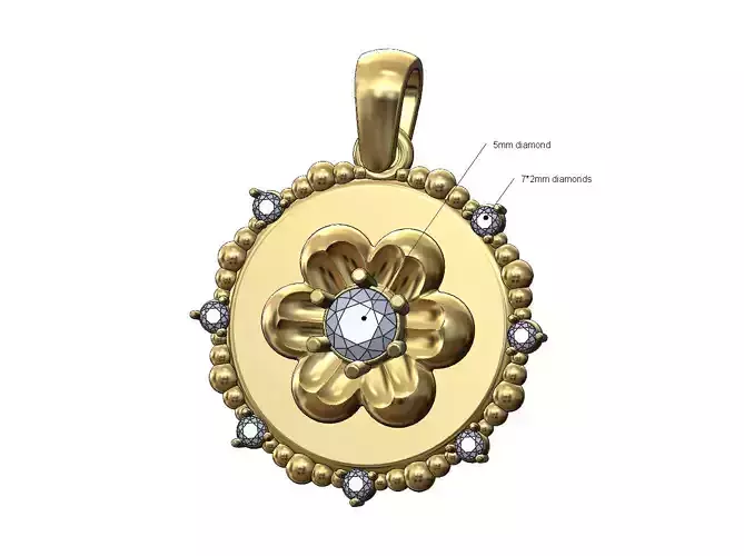 Diamond Florentine beaded pendant charm